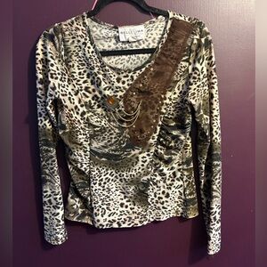 Bellissima Leopard Pattern Long Sleeve Top
